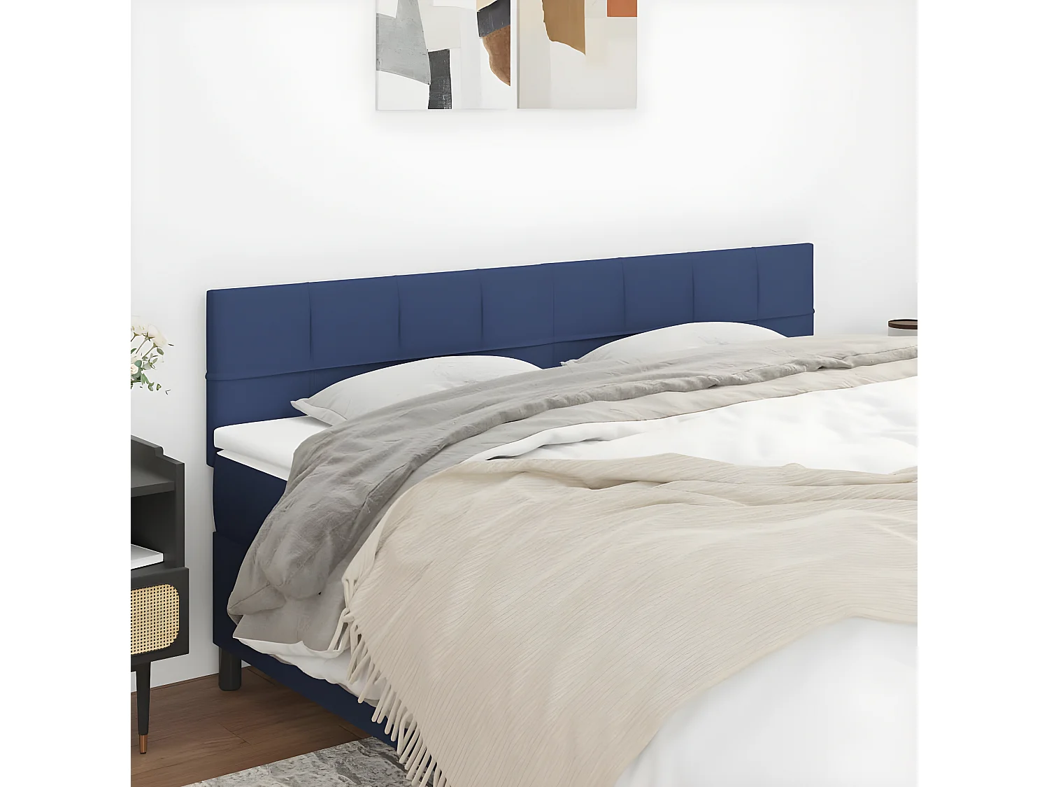 2er-set-Kopfteil,Bettkopfteile Blau 90x5x78/88 cm Stoff -gkd363648