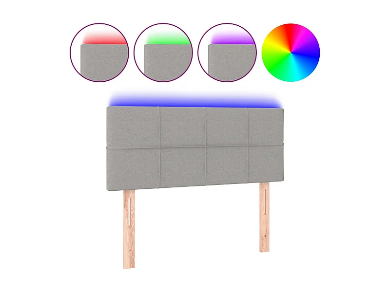 Hoofdbord LED 80x5x78/88 cm stof lichtgrijs NL928780
