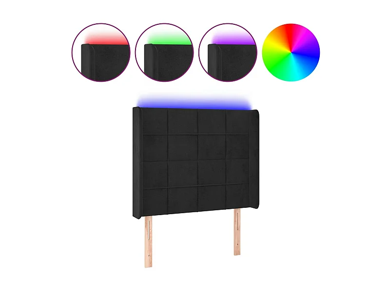 LED Kopfteil,Bettkopfteil Schwarz 93x16x118/128 cm Samt -gkd830261