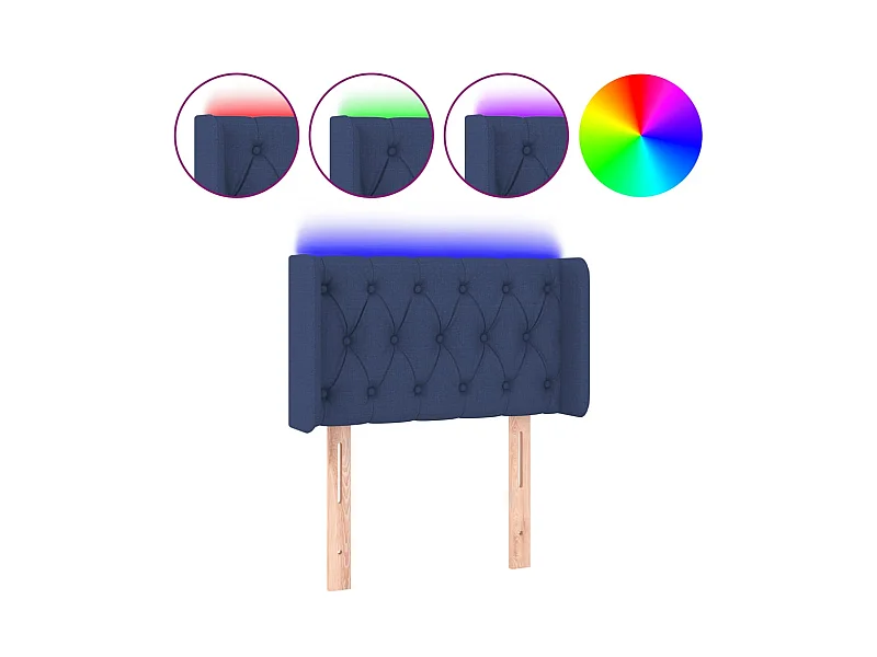 Cabecero con LED de tela azul 83x16x78/88 cm ES40942