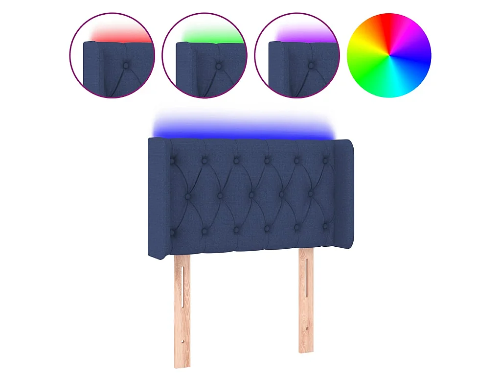 Cabecero con LED de tela azul 83x16x78/88 cm ES40942