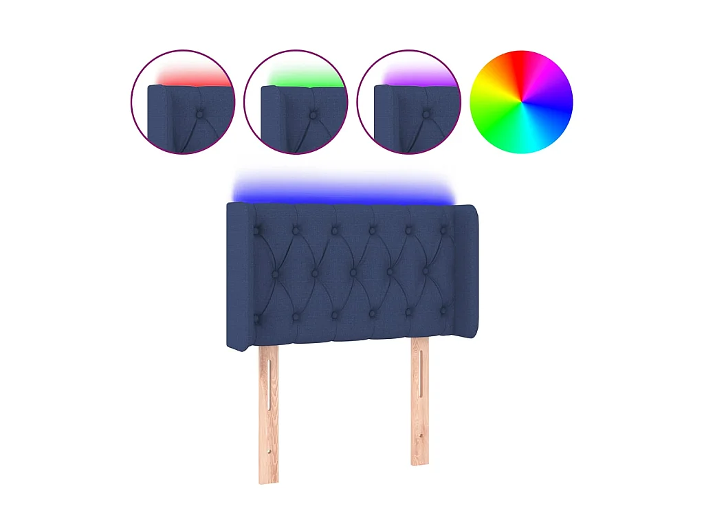Tête de lit à LED Bleu 83x16x78/88 cm Tissu POI84816 BonneVie Meuble