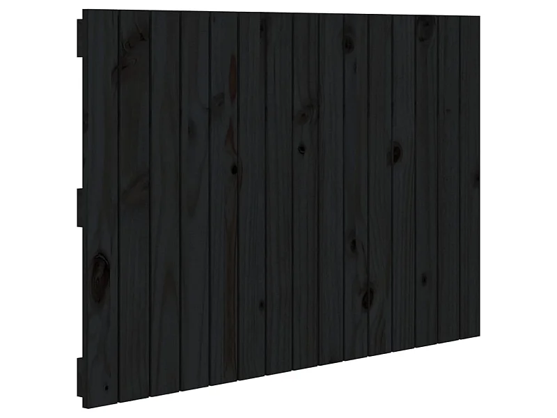 Cabecero de cama de pared madera maciza pino negro 95,5x3x60 cm ES20340