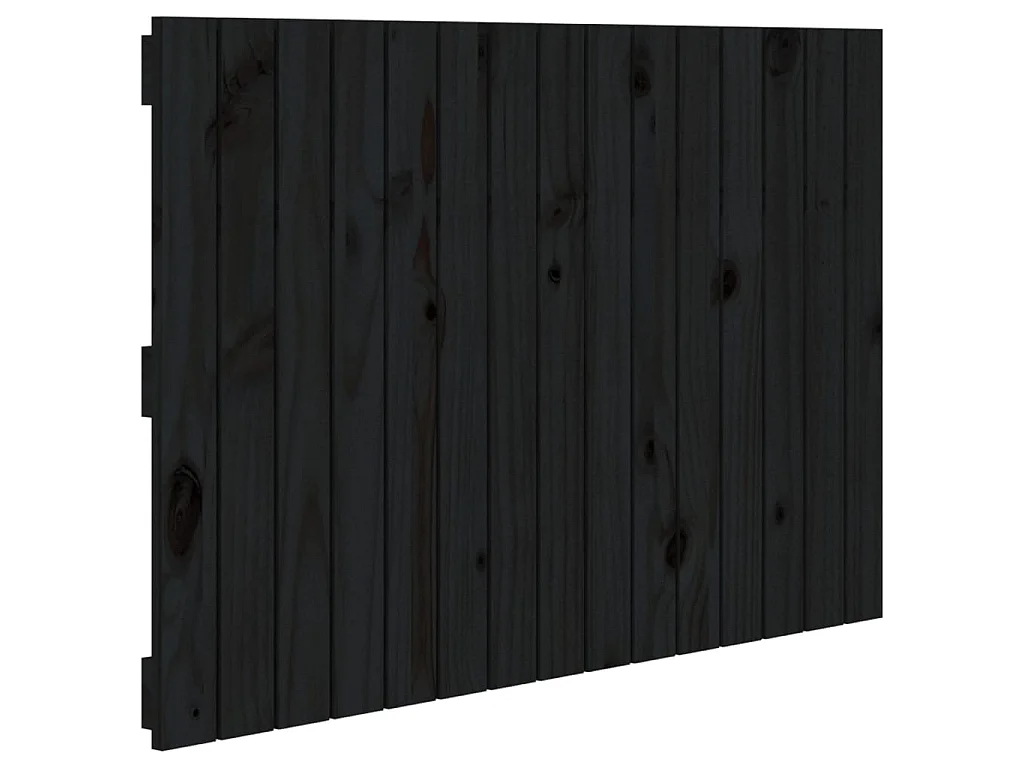 Cabecero de cama de pared madera maciza pino negro 95,5x3x60 cm ES20340