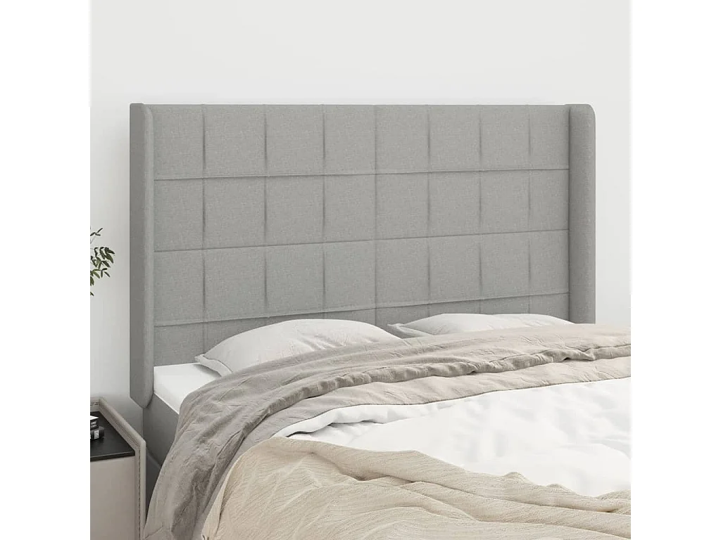 Kopfteil,Bettkopfteil mit Ohren Hellgrau 147x16x118/128 cm Stoff -gkd363606