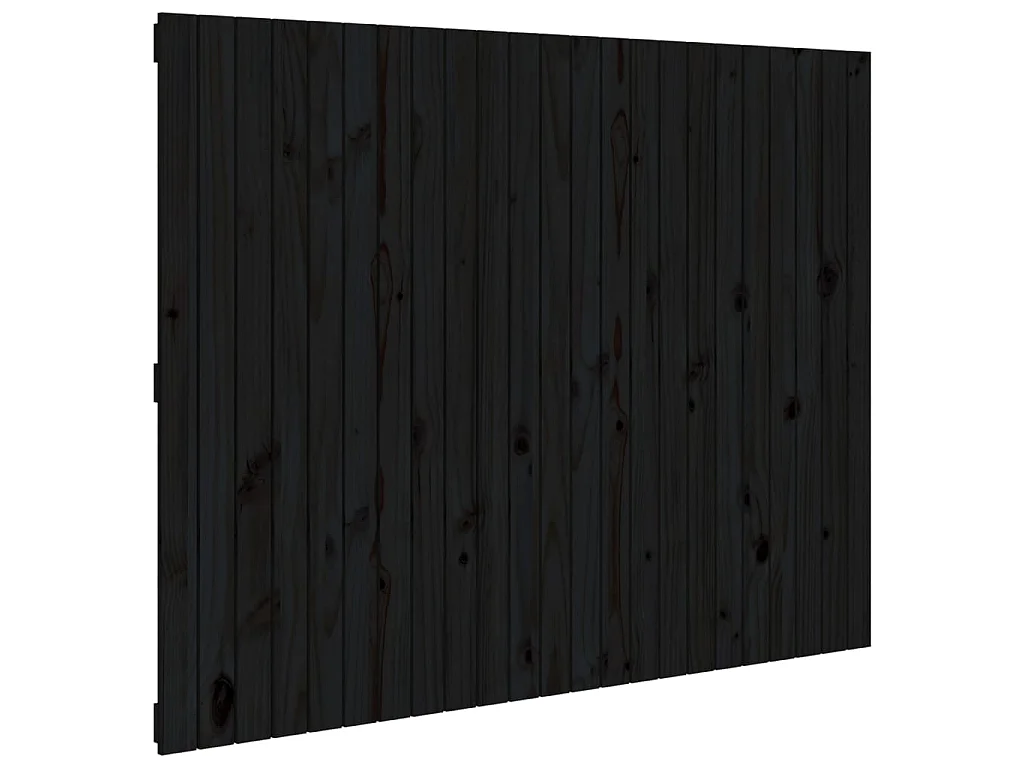 Tête de lit murale Noir 146,5x3x110 cm Bois massif de pin POI56800 BonneVie Meuble