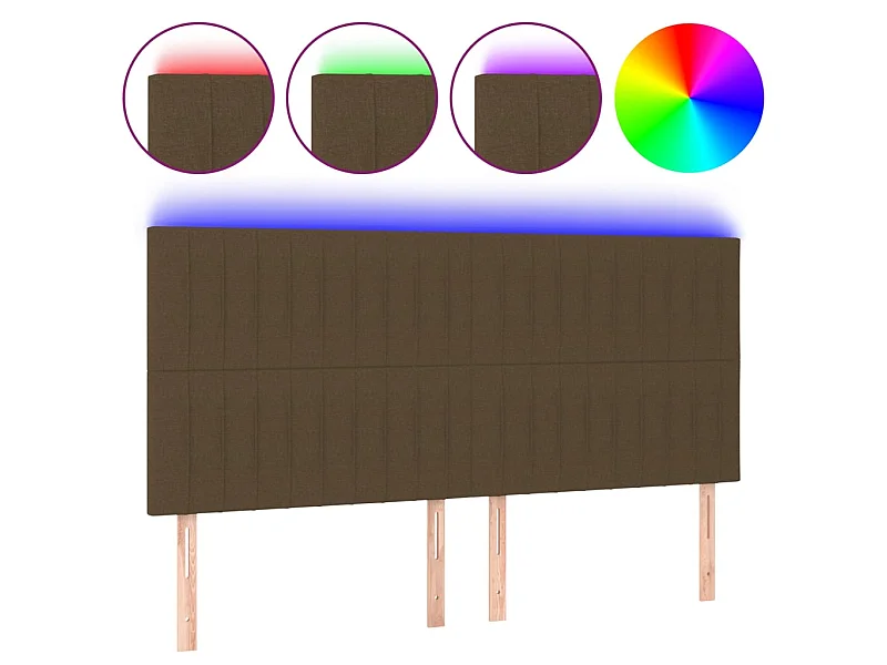 Tête de lit à LED Marron foncé 180x5x118/128 cm Tissu POI13836 BonneVie Meuble