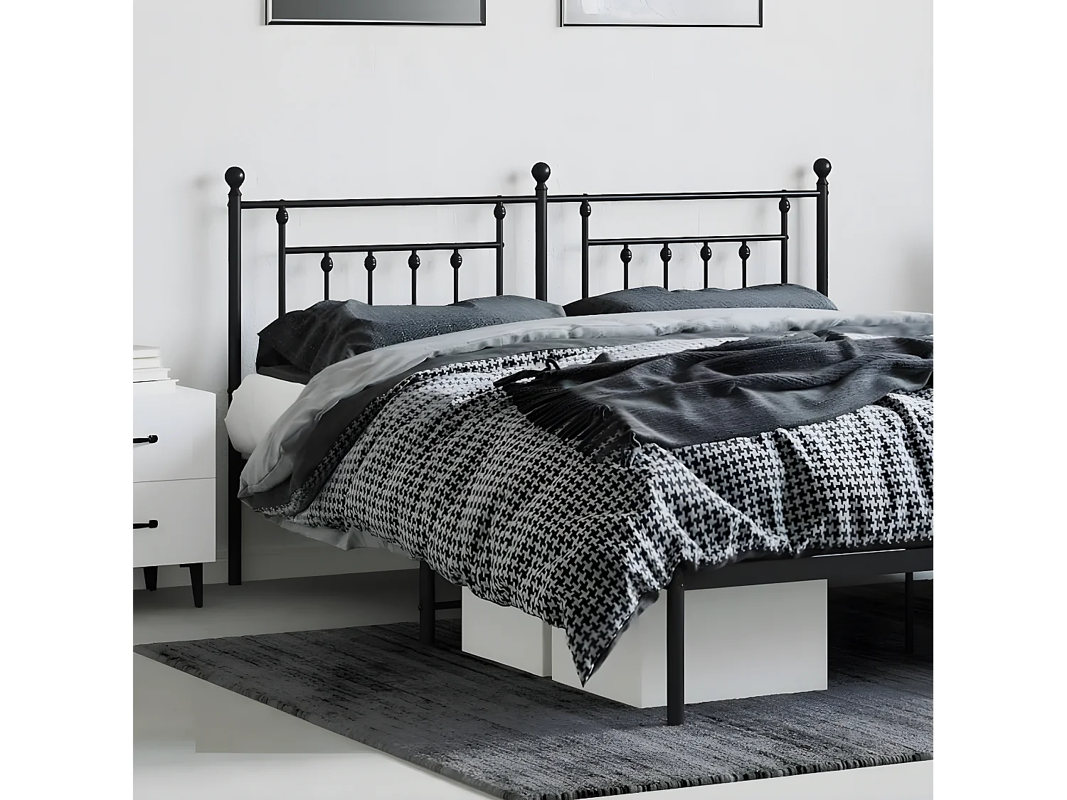 Cabeceira de cama 160 cm metal preto PT869537