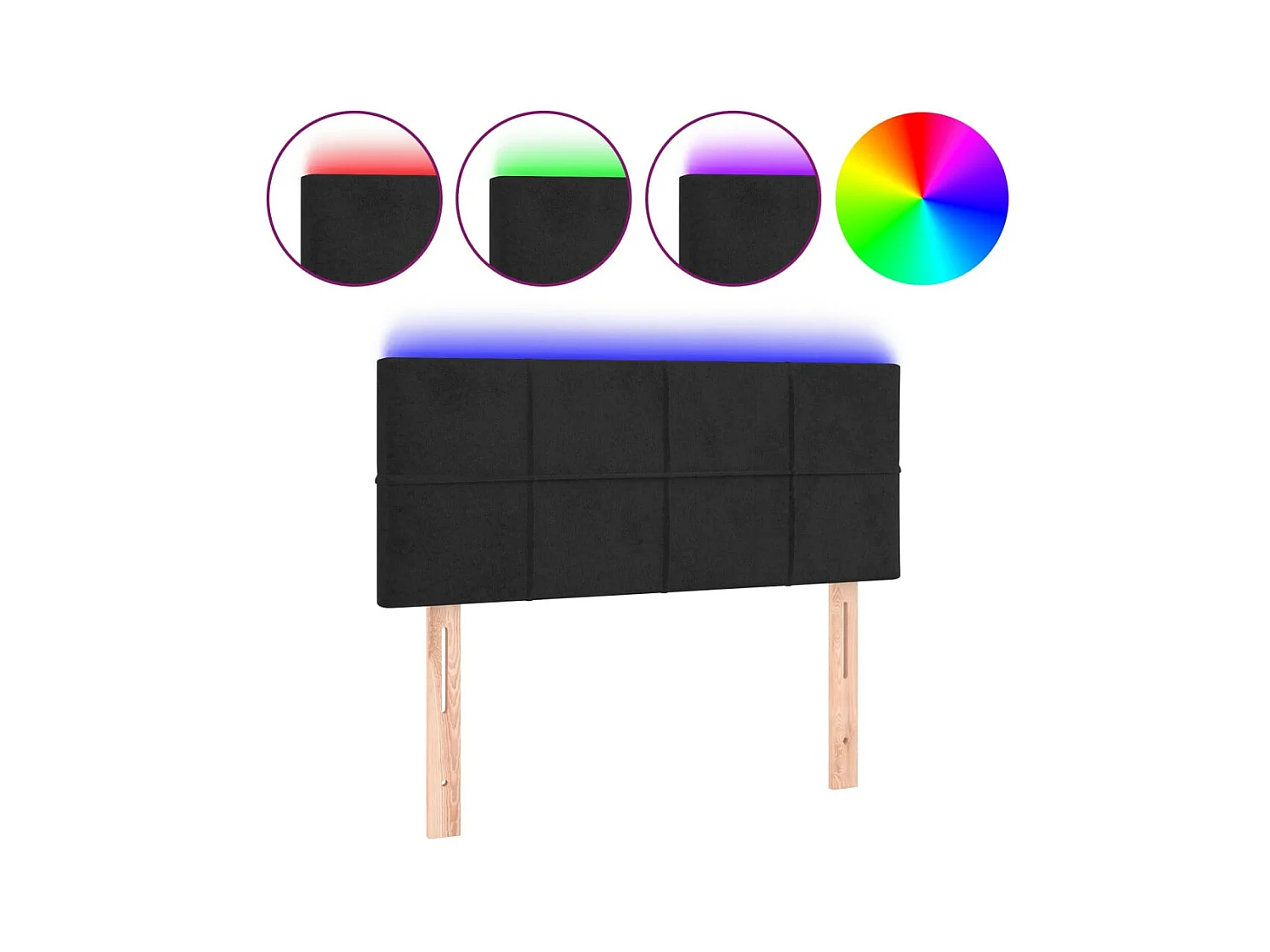 Tête de lit à LED Noir 80x5x78/88 cm Velours POI42864 BonneVie Meuble