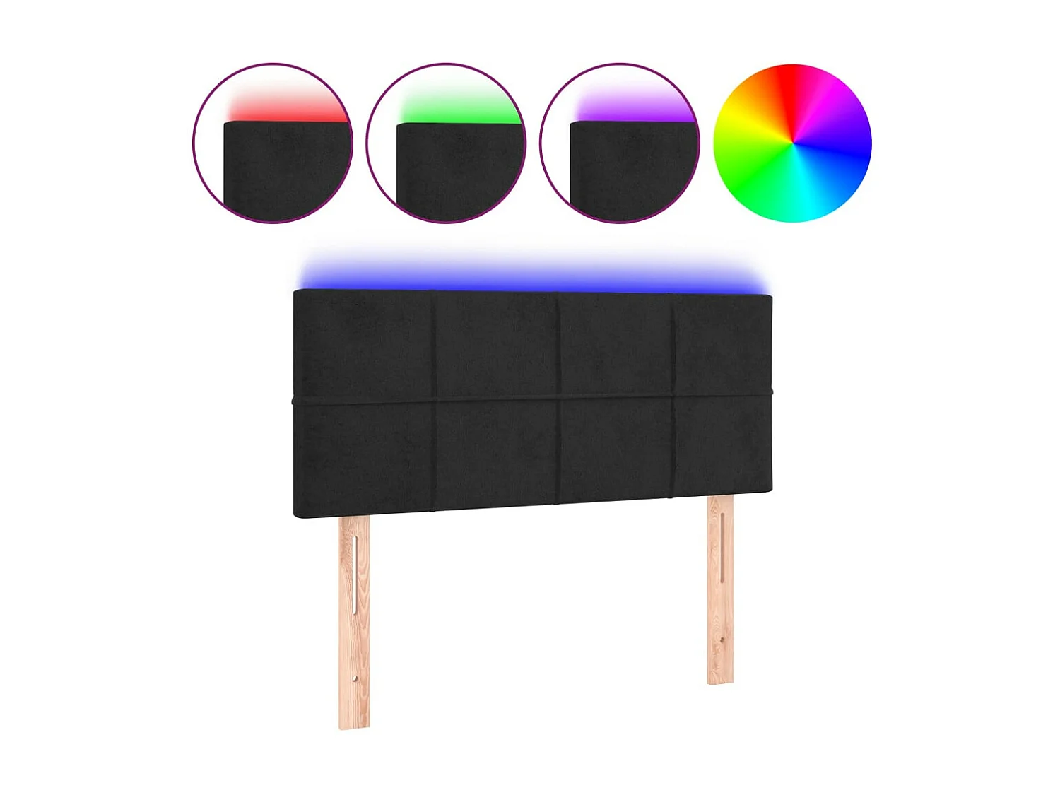 Cabeceira de cama c/ luzes LED veludo 80x5x78/88 cm preto PT721674