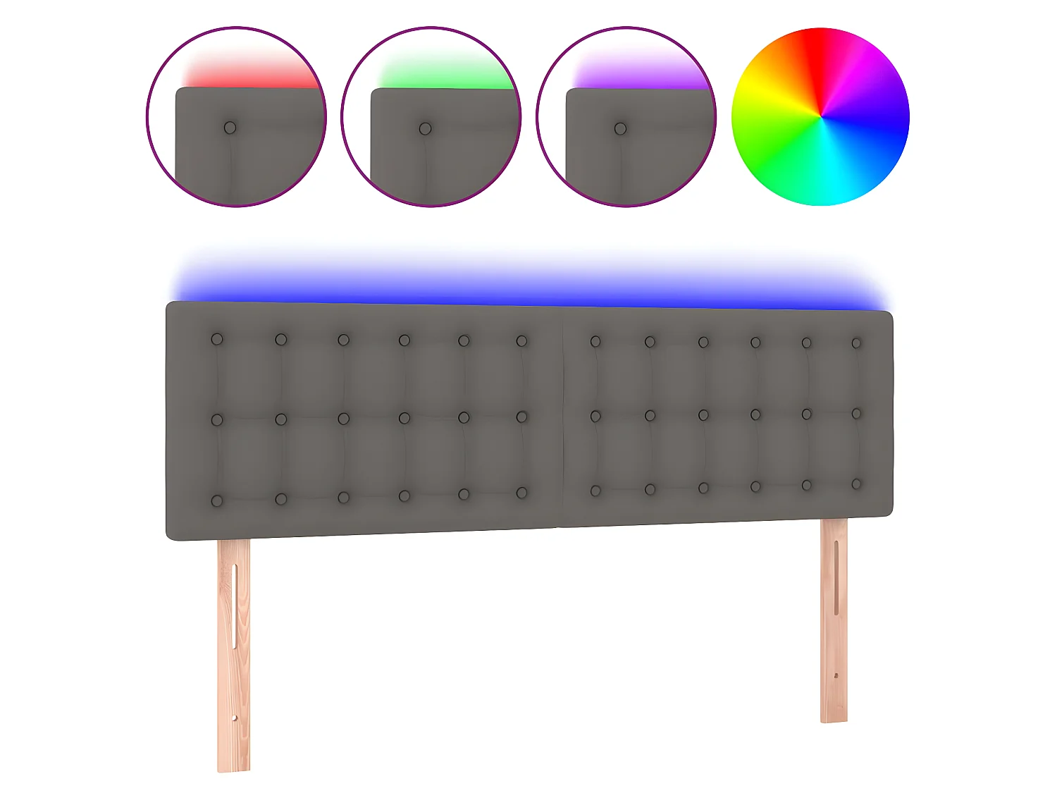 Testiera a LED Grigio 144x5x78/88 cm in Similpelle CFW142975