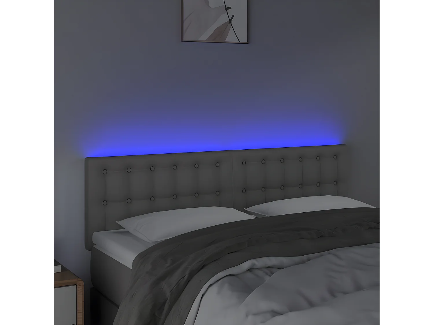 Testiera a LED Grigio 144x5x78/88 cm in Similpelle CFW142975