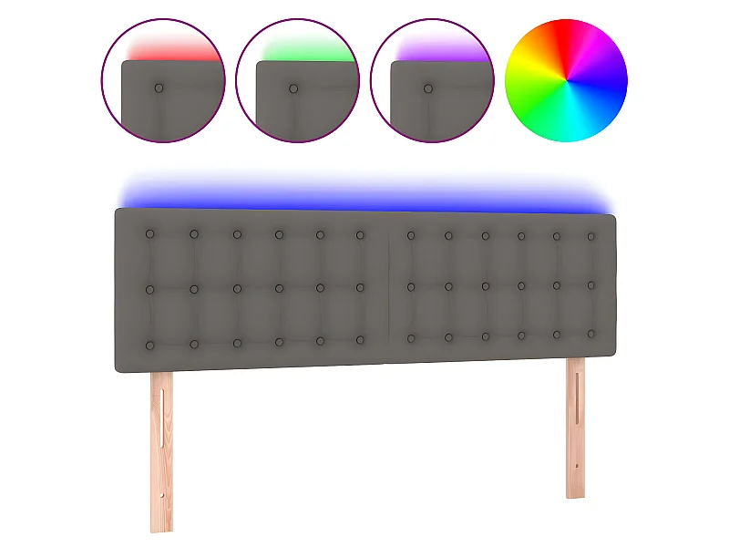 LED Kopfteil,Bettkopfteil Grau 144x5x78/88 cm Kunstleder -gkd729029