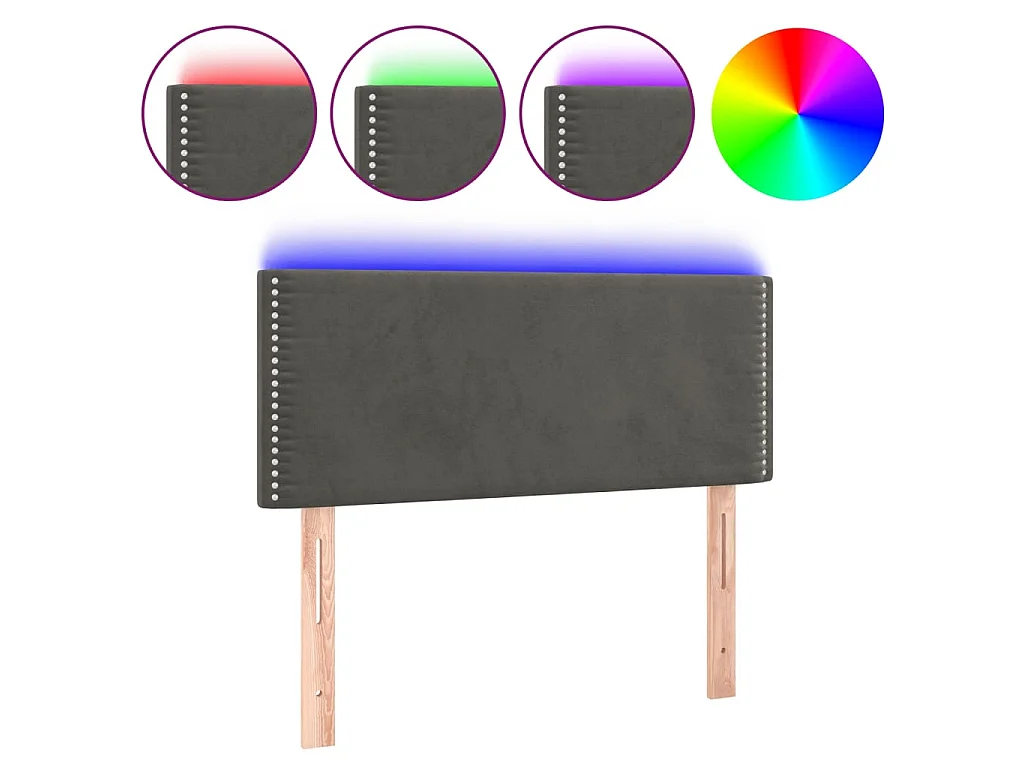 Tête de lit à LED Gris foncé 80x5x78/88 cm Velours POI68318 BonneVie Meuble