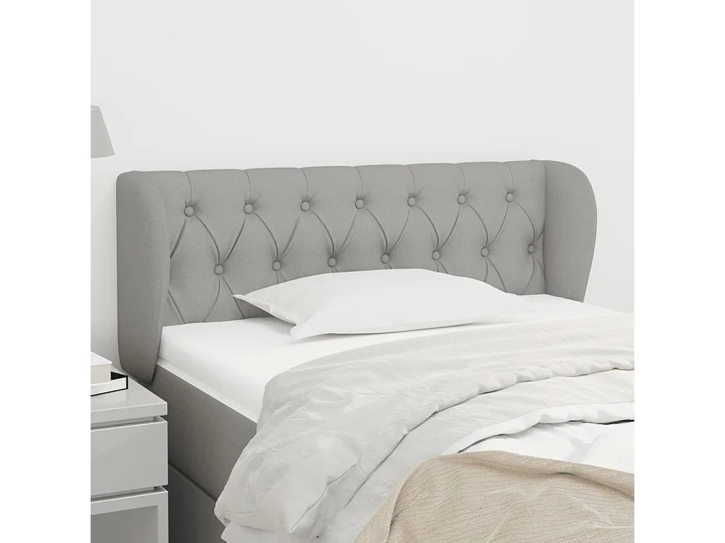 Testiera | Testata del letto ad Orecchio Grigio Chiaro 93x23x78/88 cm in Tessuto