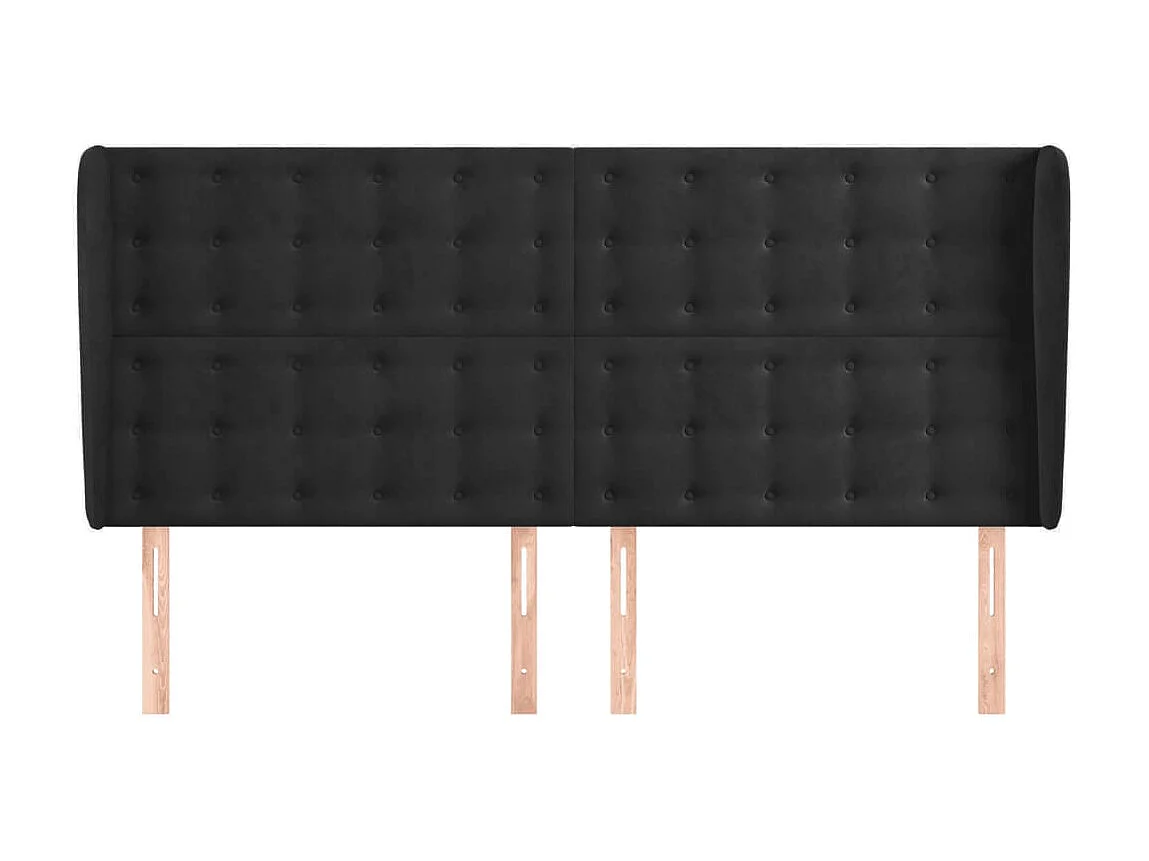 Tête de lit avec oreilles Noir 163x23x118/128 cm Velours POI83998 BonneVie Meuble