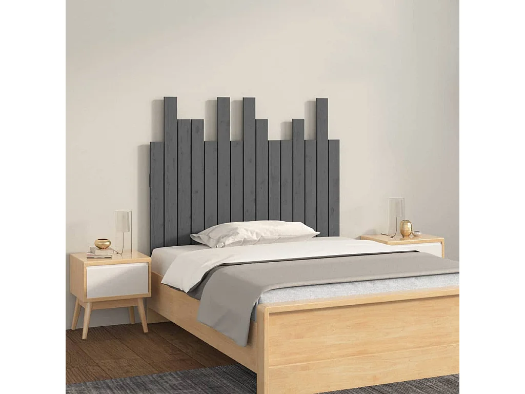 Tête de lit murale Gris 95,5x3x80 cm Bois massif de pin POI50811 BonneVie Meuble