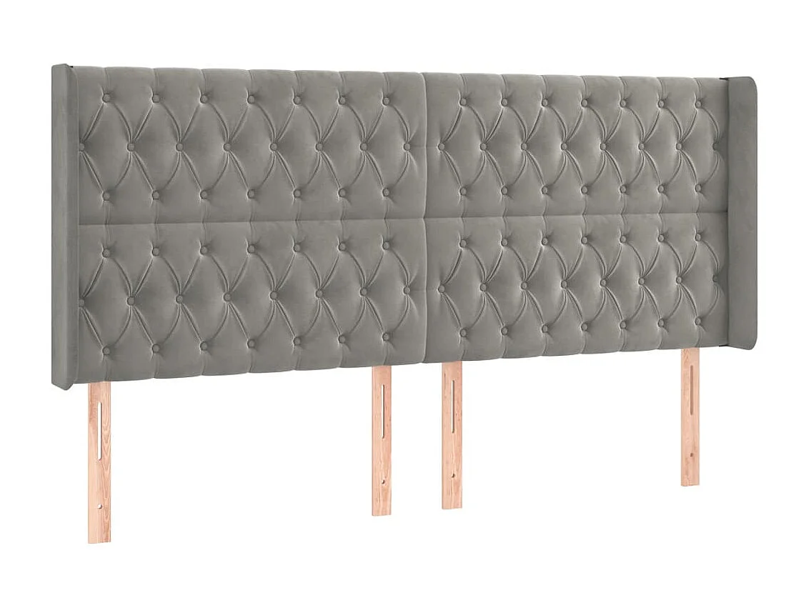 Tête de lit à LED Gris clair 183x16x118,128 cm Velours LKC28016 BonneVie Meuble