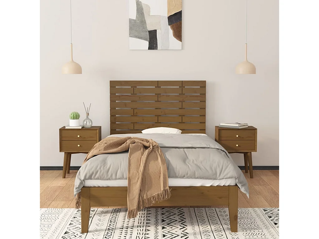 Tête de lit murale Marron miel 106x3x63 cm Bois massif de pin POI90342 BonneVie Meuble