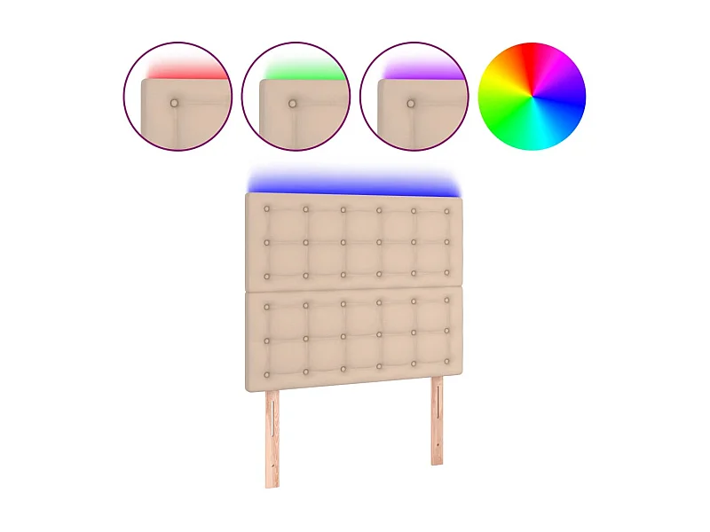 Cabeceira cama c/ LED couro artif. 100x5x118/128 cm cappuccino PT168503