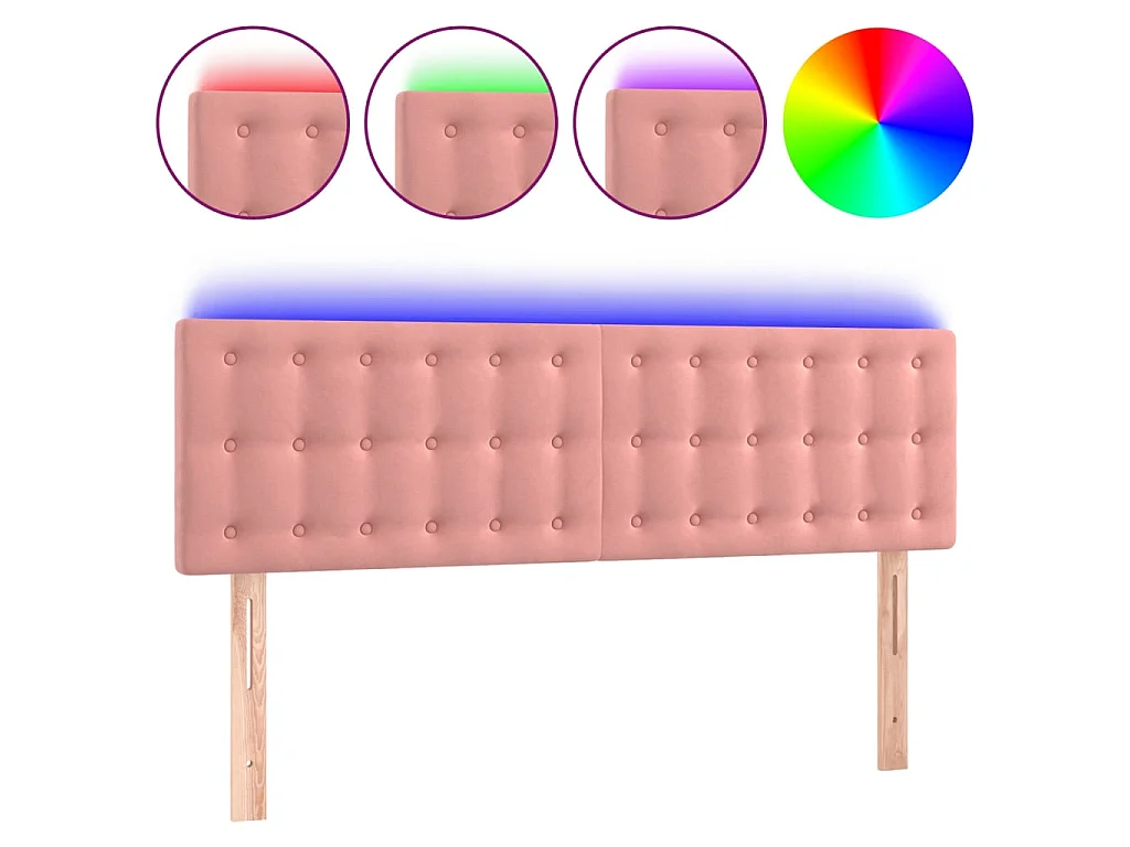 Tête de lit à LED Rose 144x5x78/88 cm Velours POI27509 BonneVie Meuble