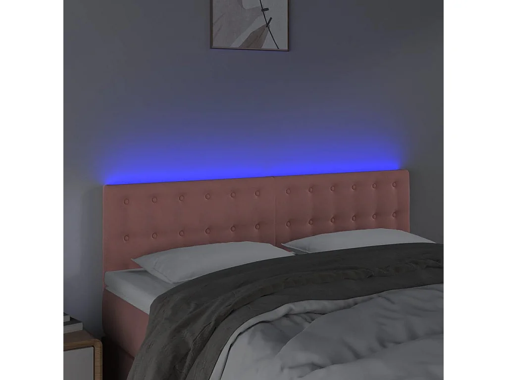 Tête de lit à LED Rose 144x5x78/88 cm Velours POI27509 BonneVie Meuble