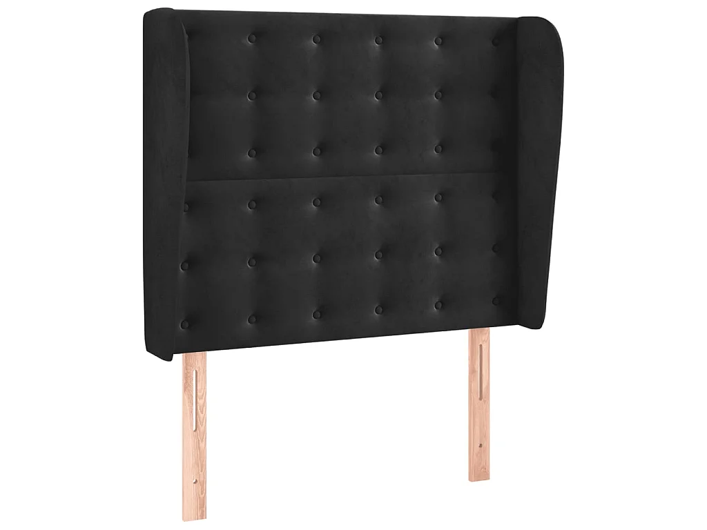 Tête de lit avec oreilles Noir 103x23x118/128 cm Velours POI46025 BonneVie Meuble