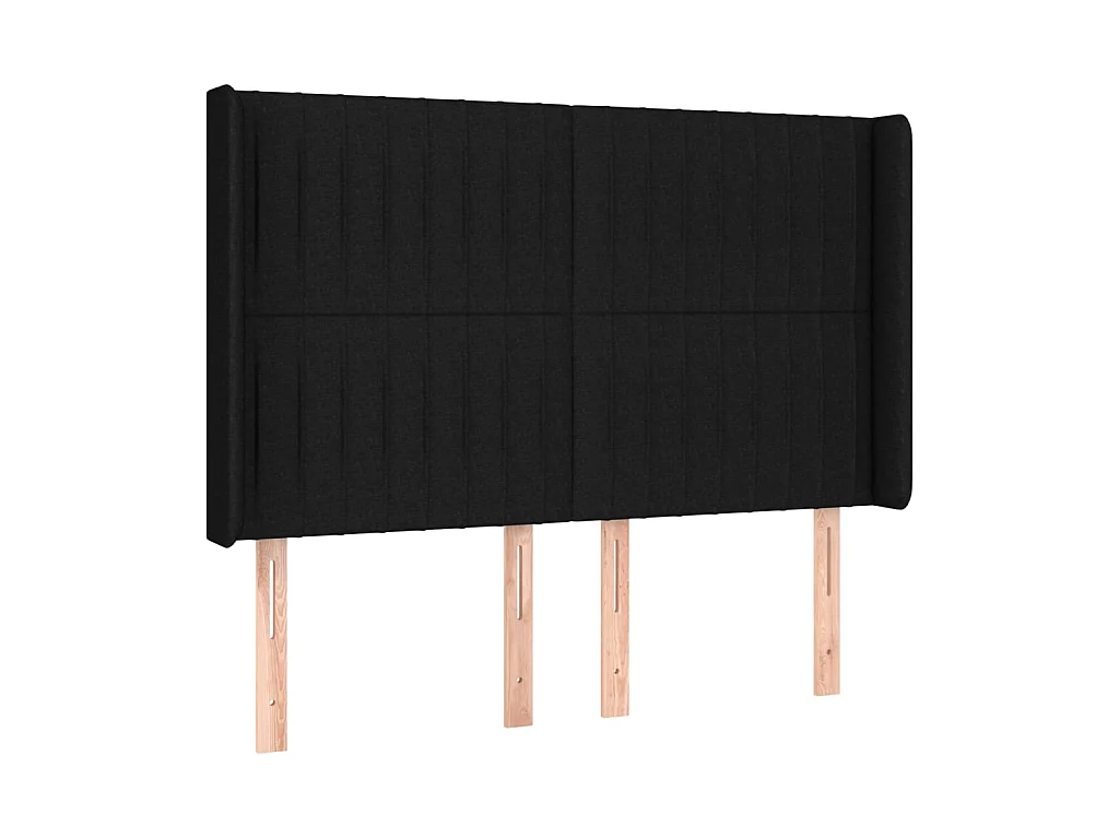 Tête de lit avec oreilles Noir 147x16x118/128 cm Tissu POI66981 BonneVie Meuble