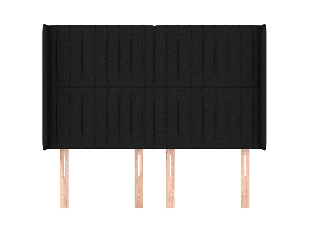 Tête de lit avec oreilles Noir 147x16x118/128 cm Tissu POI66981 BonneVie Meuble