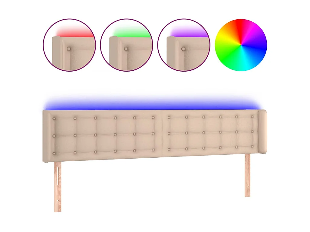 Tête de lit à LED Cappuccino 183x16x78/88 cm Similicuir POI52803 BonneVie Meuble