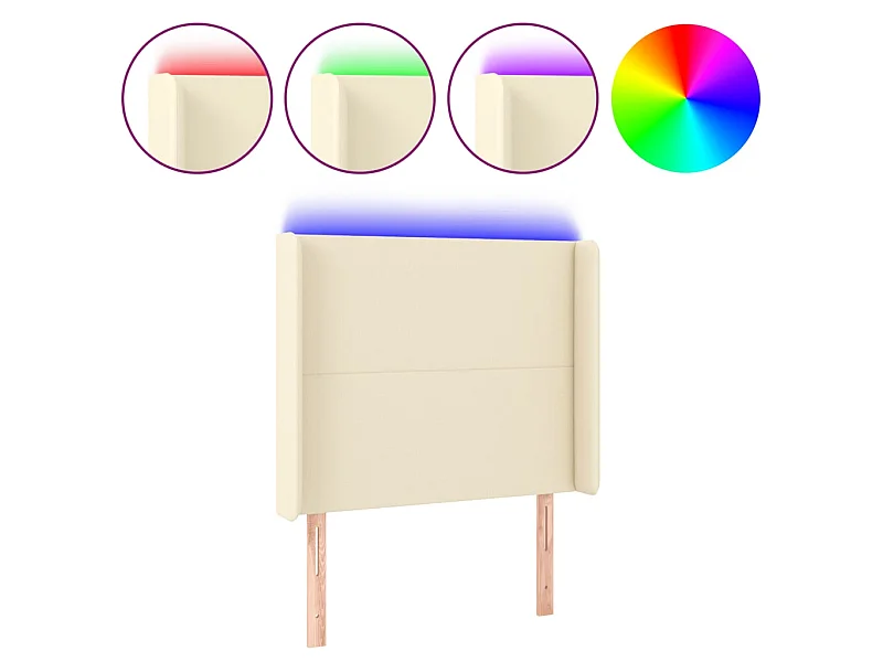 Tête de lit à LED Crème 83x16x118/128 cm Similicuir POI46307 BonneVie Meuble