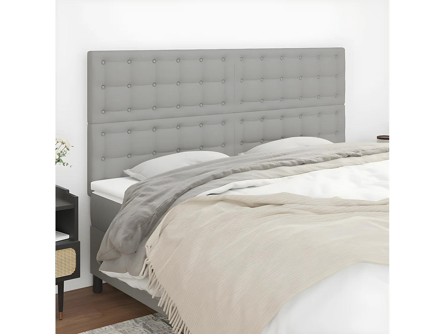 Kopfteil,Bettkopfteile 4 Stk. Hellgrau 90x5x78/88 cm Stoff -gkd811186