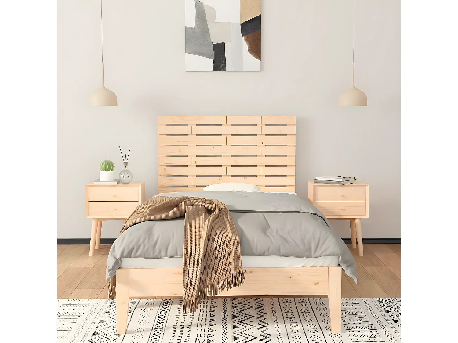 Tête de lit murale 96x3x63 cm Bois massif de pin POI69793 BonneVie Meuble