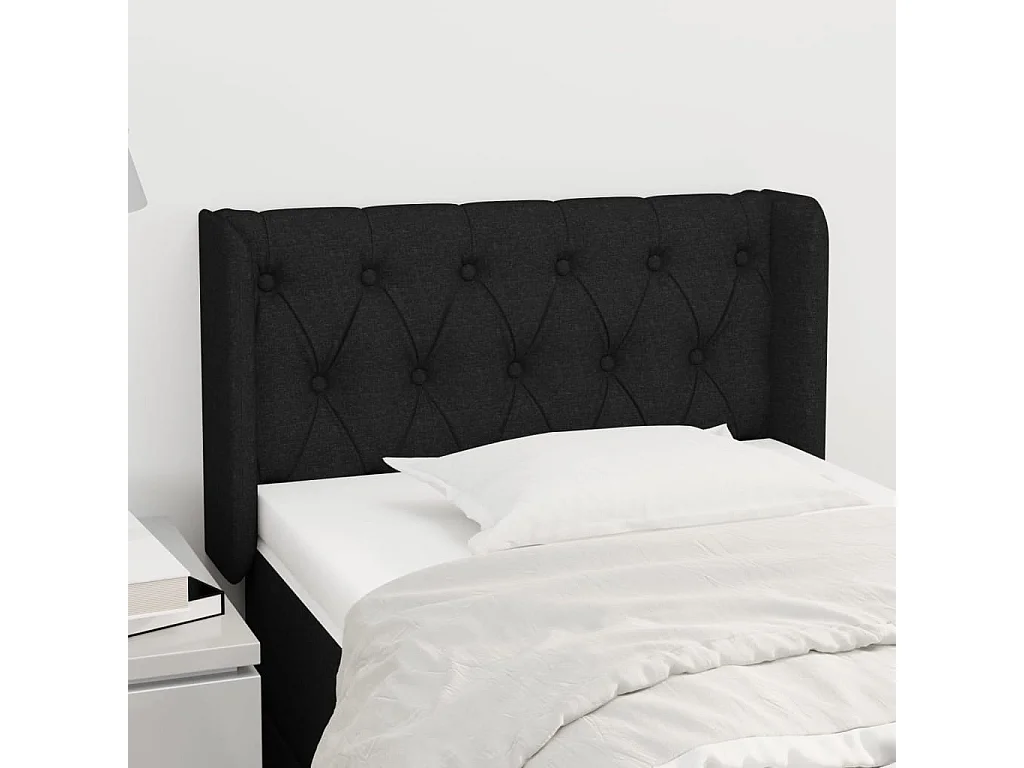 Tête de lit avec oreilles Noir 83x16x78/88 cm Tissu POI34728 BonneVie Meuble