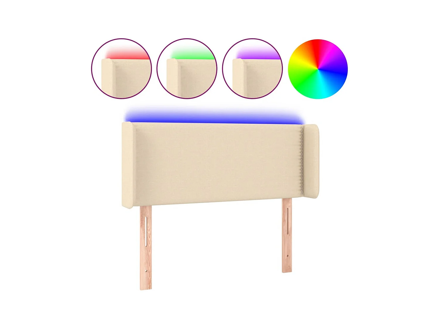 Tête de lit à LED Crème 103x16x78/88 cm Tissu POI63831 BonneVie Meuble
