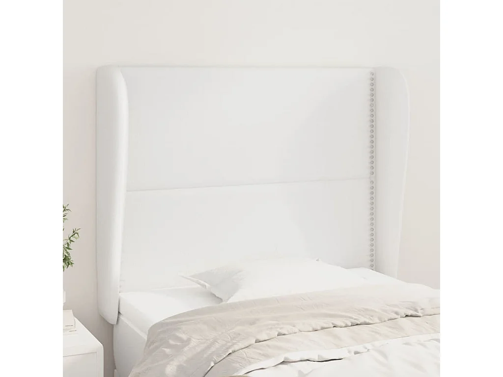 Hoofdbord met randen 93x23x118/128 cm kunstleer wit NL554476