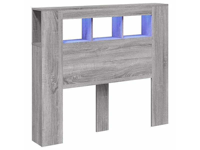 Hoofdeinde met LED 120x18,5x103,5 cm bewerkt hout grijs sonoma NL770303