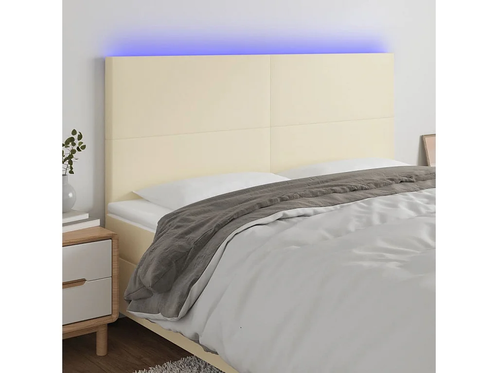 Tête de lit à LED Crème 200x5x118/128 cm Similicuir POI76033 BonneVie Meuble