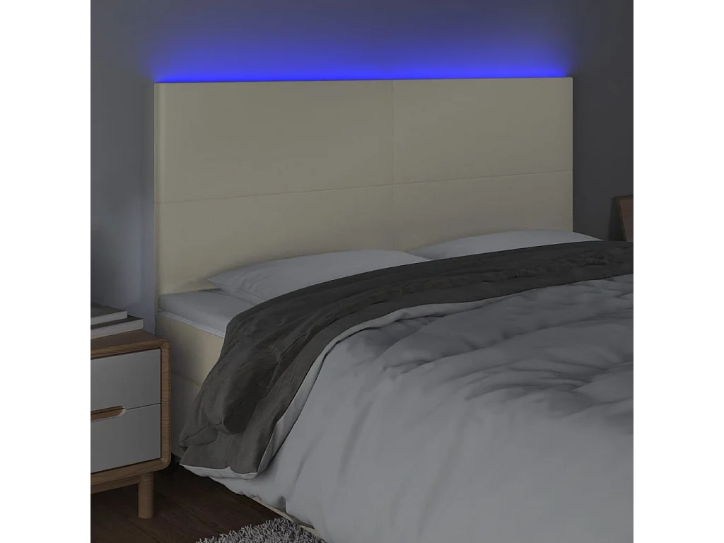 Tête de lit à LED Crème 200x5x118/128 cm Similicuir POI76033 BonneVie Meuble