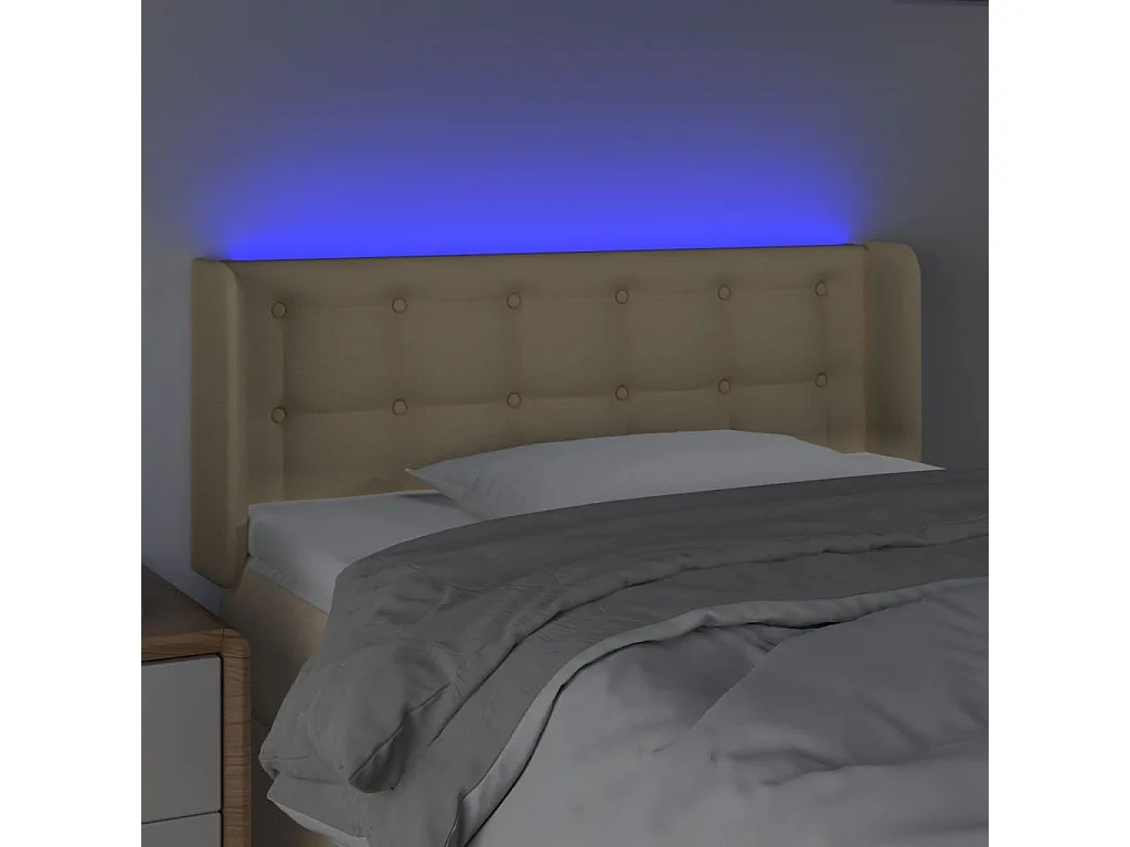 Cabecero con LED de tela crema 93x16x78/88 cm ES74006