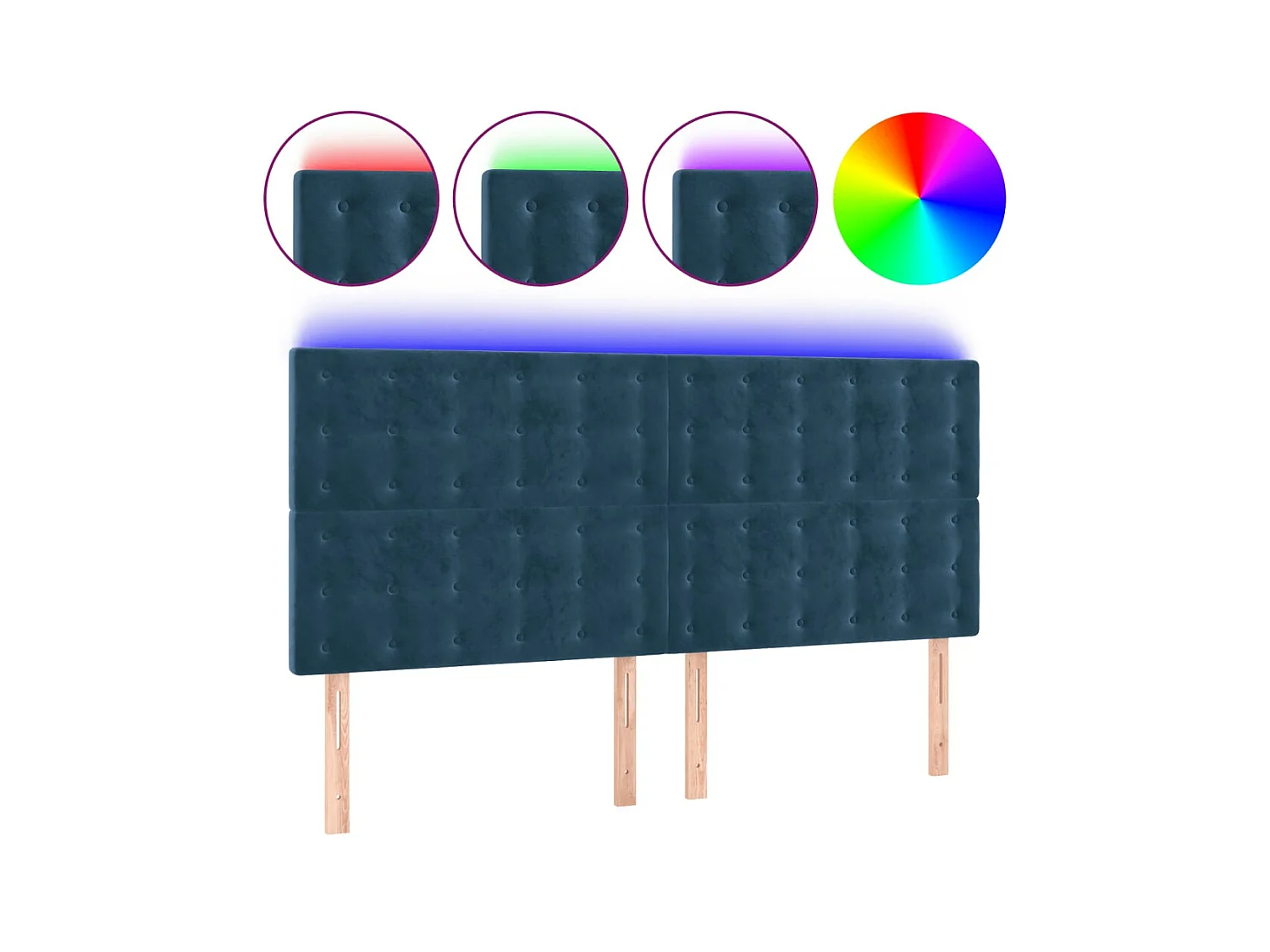 Tête de lit à LED Bleu foncé 160x5x118/128 cm Velours POI31953 BonneVie Meuble