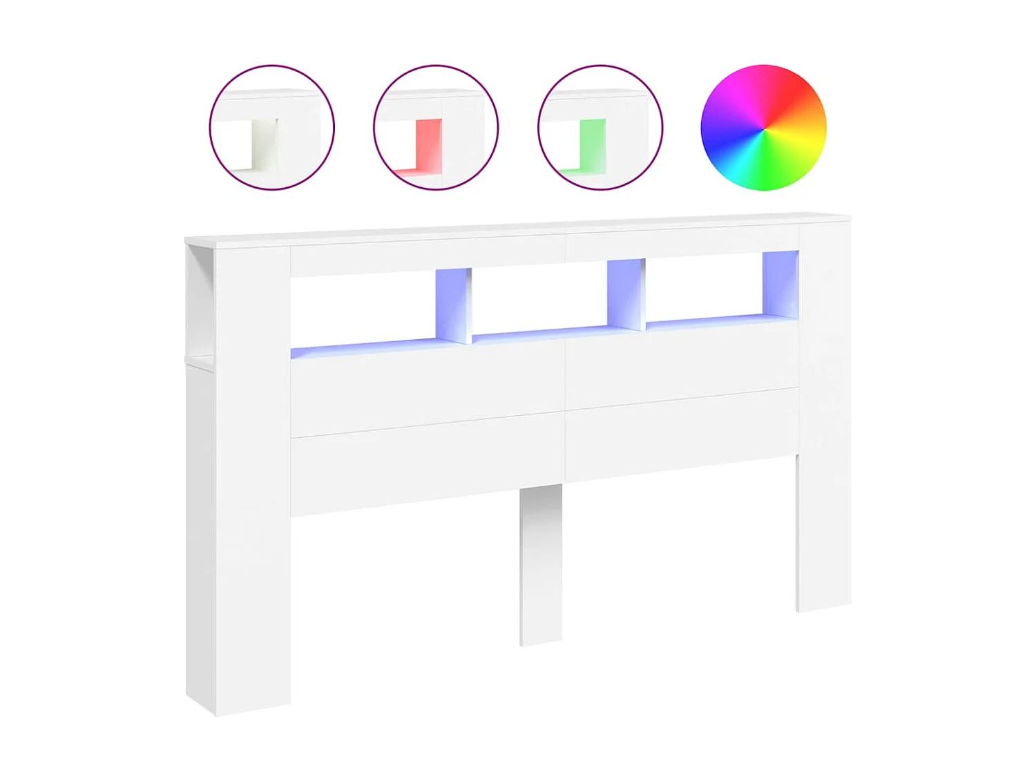 Hoofdeinde met LED 180x18,5x103,5 cm bewerkt hout wit NL333573