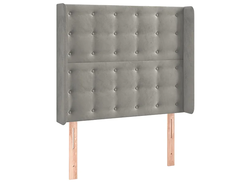 Kopfteil,Bettkopfteil mit Ohren Hellgrau 93x16x118/128 cm Samt -gkd774374