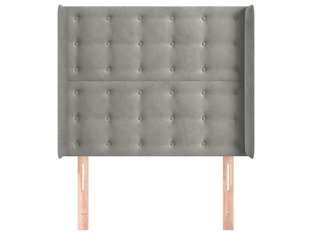 Cabecero con orejas de terciopelo gris claro 93x16x118/128 cm ES63678