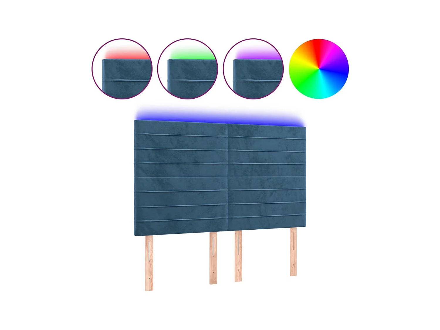 Tête de lit à LED Bleu foncé 144x5x118/128 cm Velours POI64102 BonneVie Meuble