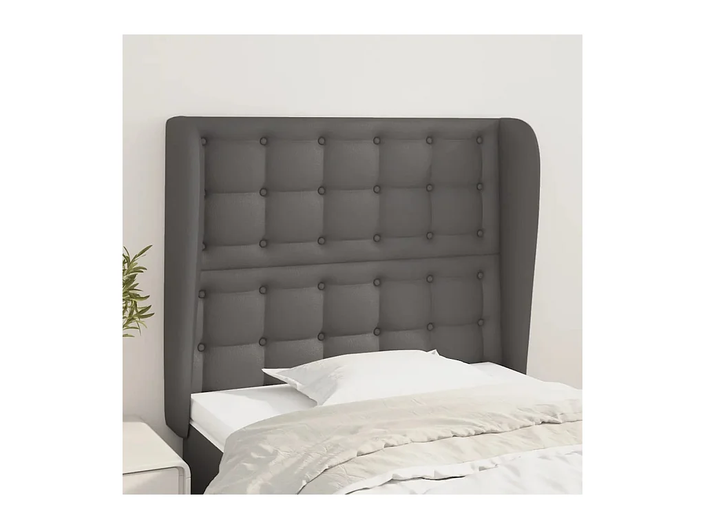 Hoofdbord met randen 93x23x118/128 cm kunstleer grijs NL692370