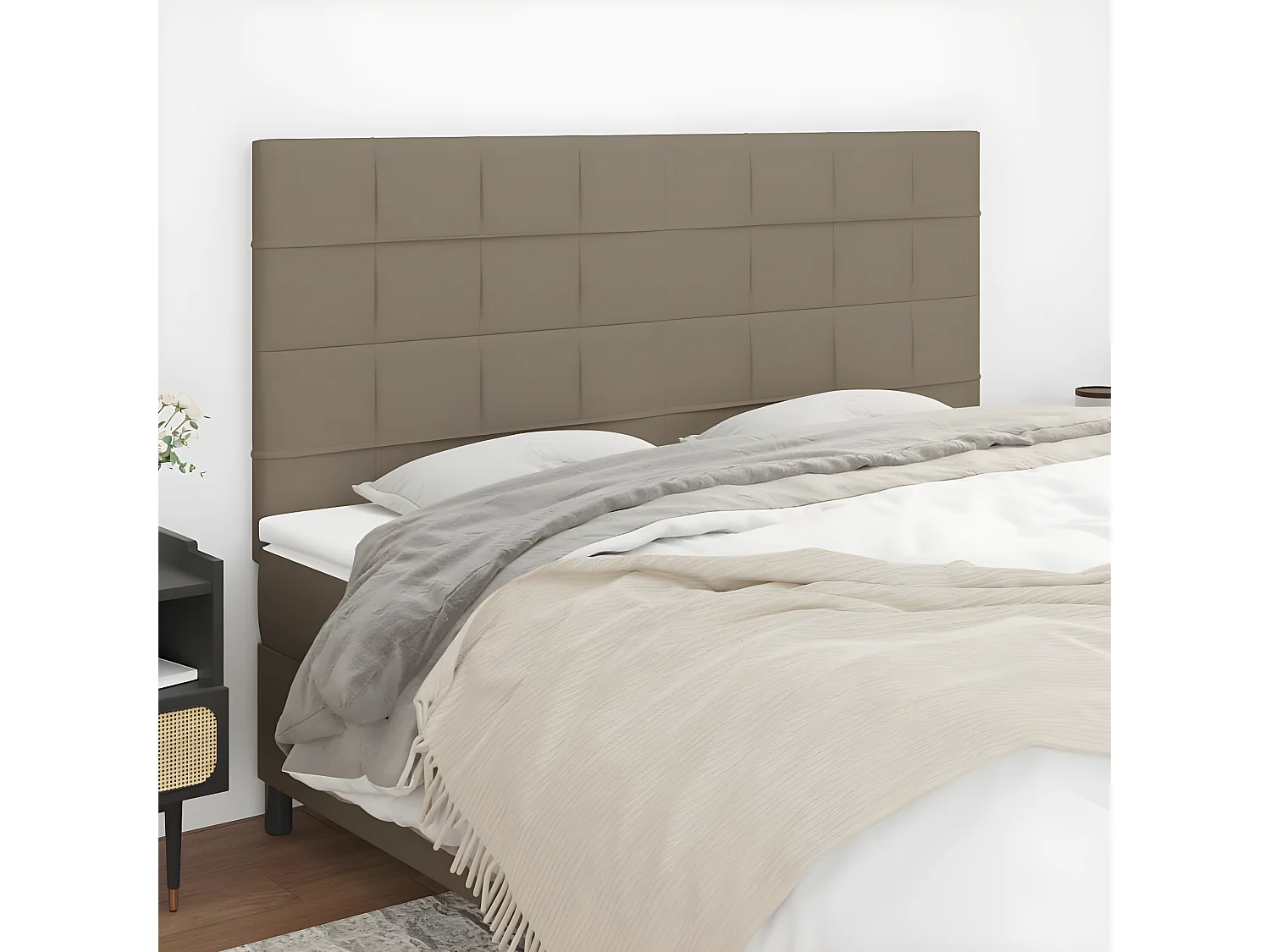 Têtes de lit 4 pcs Taupe 90x5x78/88 cm Tissu POI65274 BonneVie Meuble