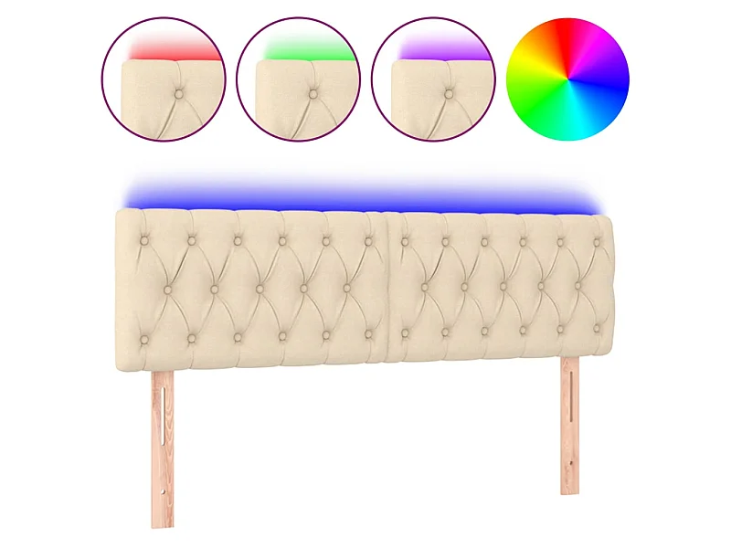 Tête de lit à LED Crème 160x7x78/88 cm Tissu POI84065 BonneVie Meuble