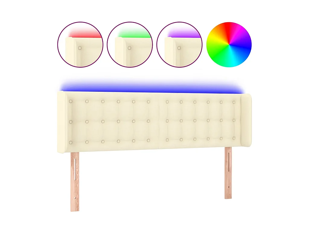 Tête de lit à LED Crème 147x16x78/88 cm Similicuir POI43386 BonneVie Meuble