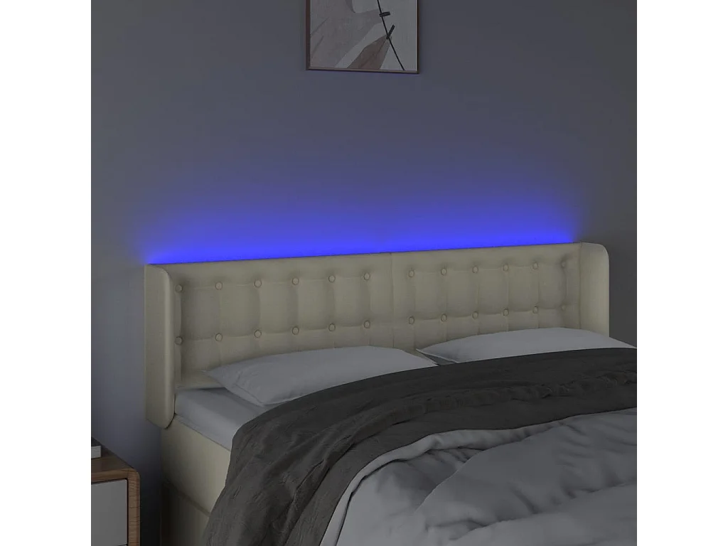Tête de lit à LED Crème 147x16x78/88 cm Similicuir POI43386 BonneVie Meuble